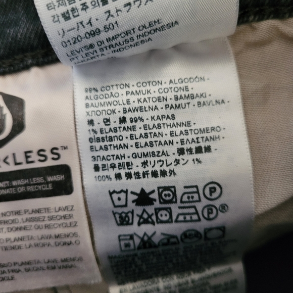 Levi’s 501 Womens High Rise Skinny Black Jeans size 24 Dark Wash Distressed New - Picture 4 of 7